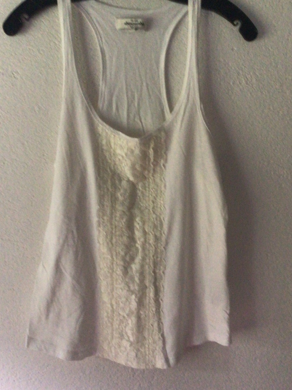 Abercrombie White Lace-Front Racerback Tank